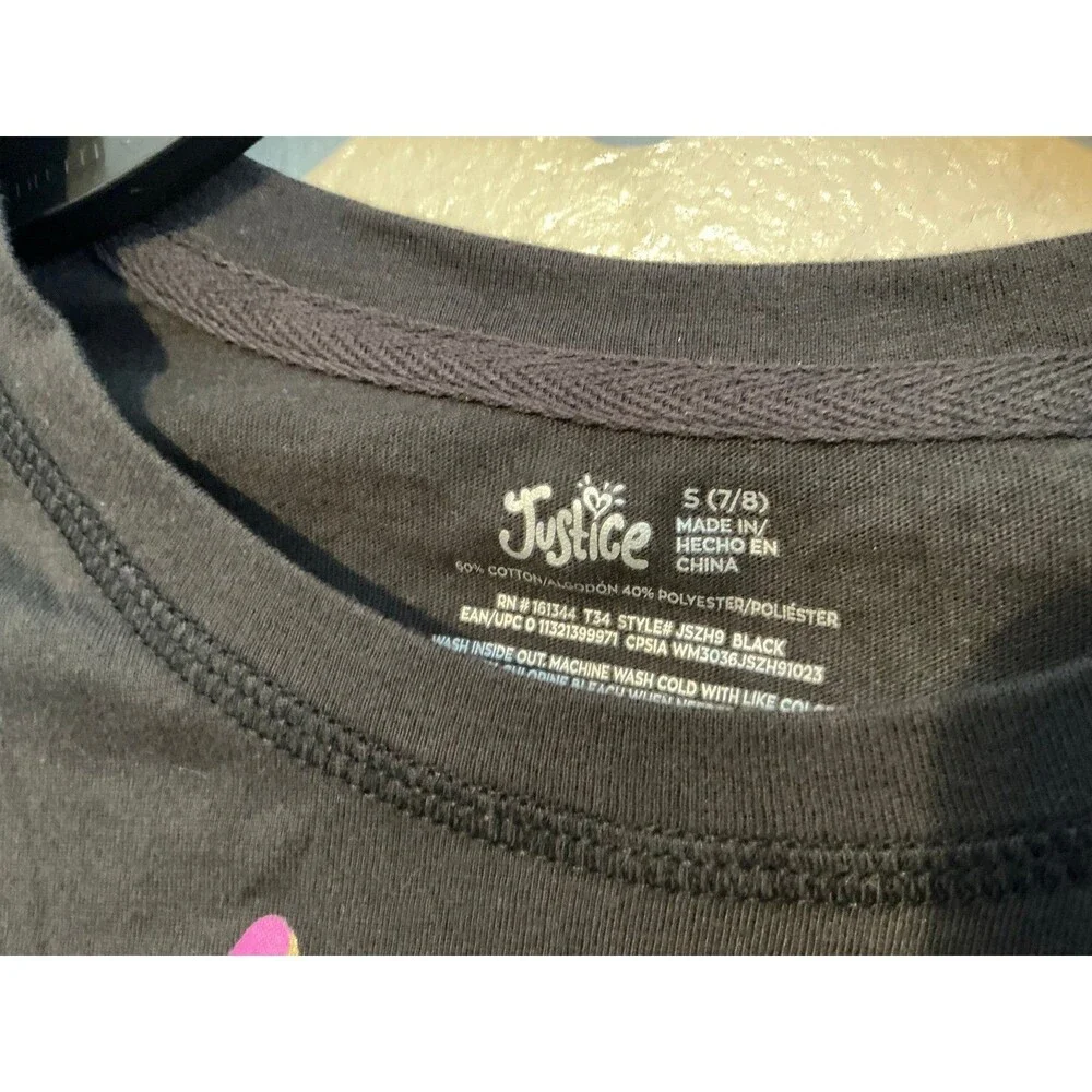 Girl’s Size S (7/8) “Move With Heart” Dark Gray Gym Workout Tee by Justice